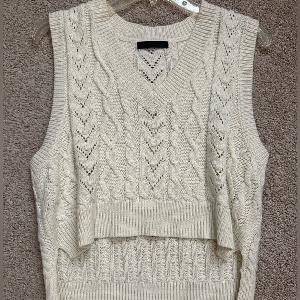Cream Cable Knit Sweater Vest